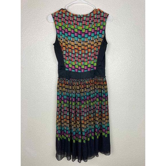 Jonathan Saunders 100% Silk Dress Small EU 38 Pleated Skirt Sleeveless - Picture 6 of 13